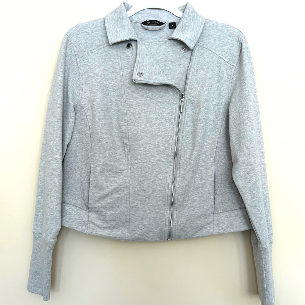 H by Halston Stylish Light Gray Bomber Jacket